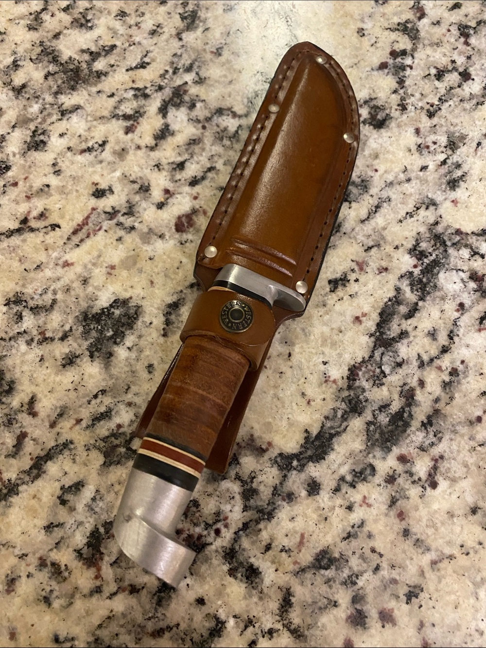 Western USA 66 Classic Leather Sheath Fixed Blade Knife – Brown
